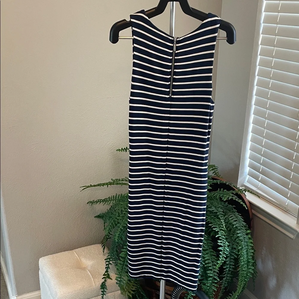 Tart Navy and White Striped Sleeveless Midi Dress - Picture 3 of 3